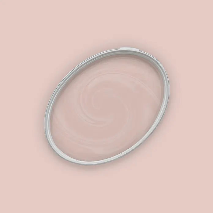 Livingwalls Wandfarbe Beige Sweet Strawberry 7007 2,5l - Beige, Matt, 2,5 l - Ovaler Stickrahmen mit silberfarbenem Gestell und hellrosa Stoff.