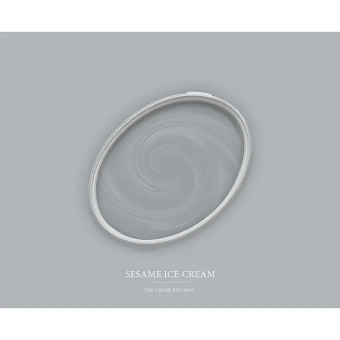 Livingwalls Wandfarbe Grau Sesame Ice Cream 1005 2,5l - Matt, 2,5 l - Ovale hellgraue Schale mit spiralförmigem Inneren, für Sesameis.