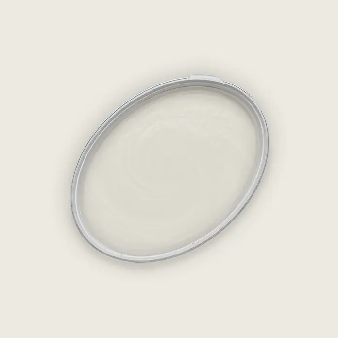 Livingwalls Wandfarbe Grau Easy Eggshell 1001 2,5l - Matt, 2,5 l - Ovaler Stickrahmen mit hellem Stoff und silbernem Rand.