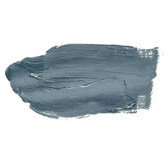 Livingwalls Wandfarbe Blau Blue Mussel 3011 5l - Matt, 5 l - Dicker, strukturierter Pinselstrich in Dunkeltürkis mit sichtbaren Rillen und Variationen.