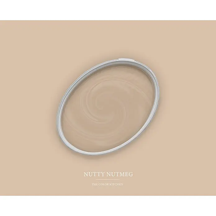 Livingwalls Wandfarbe Beige Nutty Nutmeg 6009 2,5l - Matt, 2,5 l - Offene Farbwanne mit wirbelnder hellbrauner/beiger Farbe. Farbe: Nutty Nutmeg.