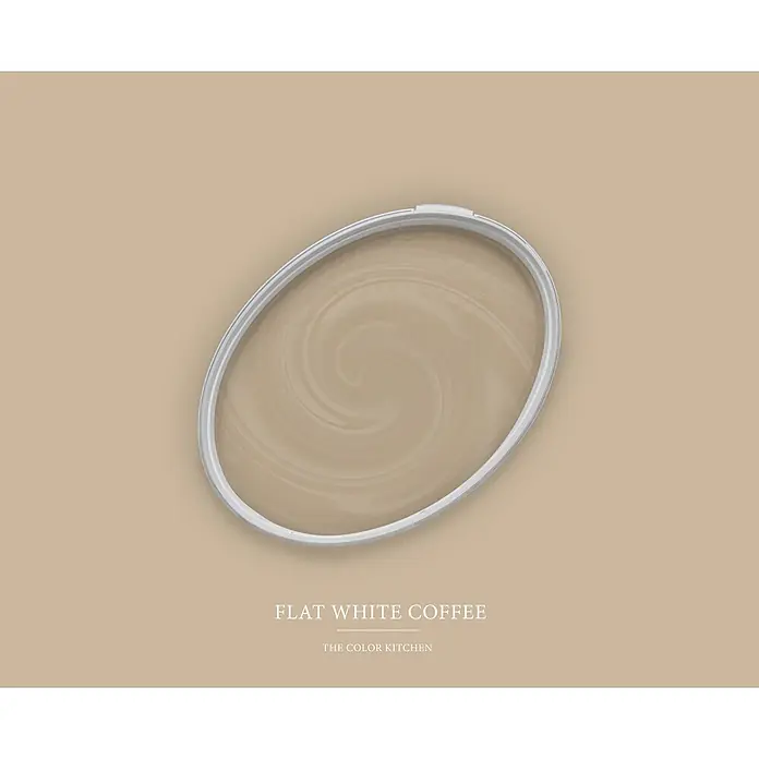 Livingwalls Wandfarbe Beige Flat White Coffee 6002 5l - Matt, 5 l - Ovales Farbmuster in "Flat White Coffee" mit dezentem Wirbelmuster.