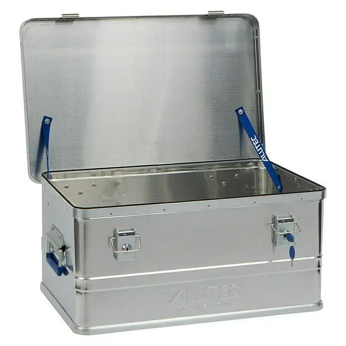 Alutec München Aufbewahrungs- & Transportbox Classic 48 - L x B x H: 575 x 385 x 270 mm, 48 l, Aluminium - Alutec Aluminiumbox mit offenem Deckel, robust und ideal für Transport und Lagerung.
