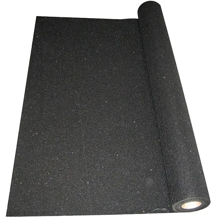 Schönox Fußbodenversiegelung TSD 3mm 1,25 m x 5 m Rolle 6,25 m² -  - Dunkle, körnige Materialrolle, teilweise abgerollt, mit strukturierter Oberfläche.
