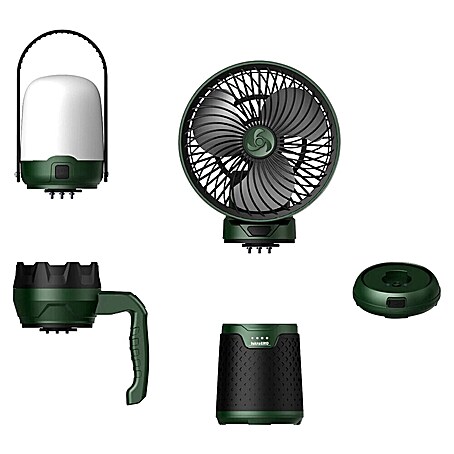 Punjiva stolna svjetiljka s ventilatorom i ručnom svjetiljkom