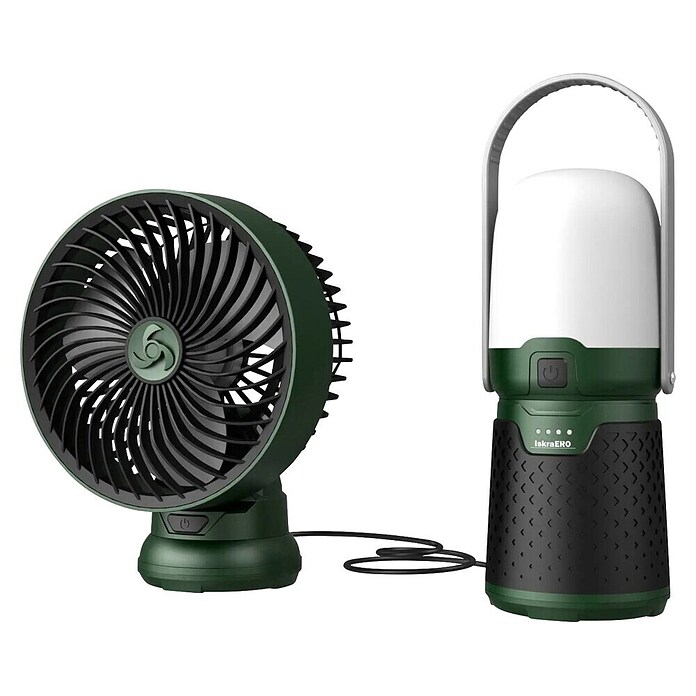 Punjiva stolna svjetiljka s ventilatorom i ručnom svjetiljkom  (Boja: Zelena, Boja svjetla: Neutralno bijelo) | BAUHAUS
