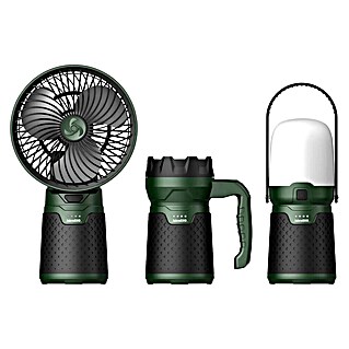 Akumulatorska namizna svetilka z ventilatorjem in ročno svetilko (Barva: Zelena, Barva svetlobe: Nevtralno bela)
