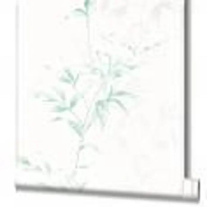 Livingwalls Vliestapete Floral, weiß, grün - grün - Weißtapetenrolle mit zartem hellgrünem Bambusblattmuster.