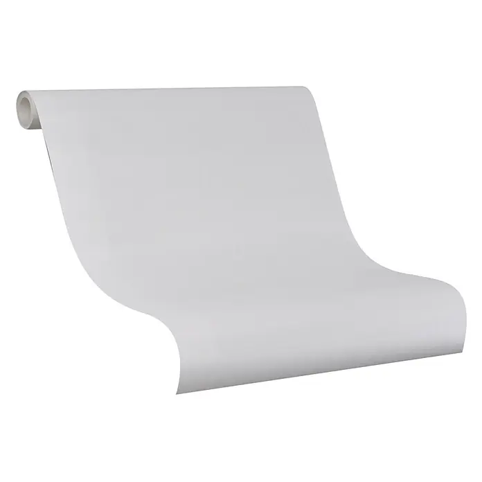 Livingwalls Vliestapete Uni, weiß, pearl - pearl, 10.050 x 530 mm - Rolle schlichter weißer Tapete, leicht strukturiert, teilweise abgerollt.