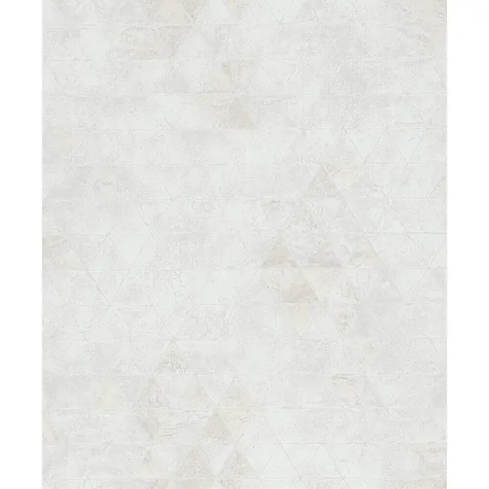 Livingwalls Vliestapete Uni, grau-silber - 10.050 x 530 mm - Helles beiges strukturiertes Material mit subtilem geometrischem Dreiecksmuster.