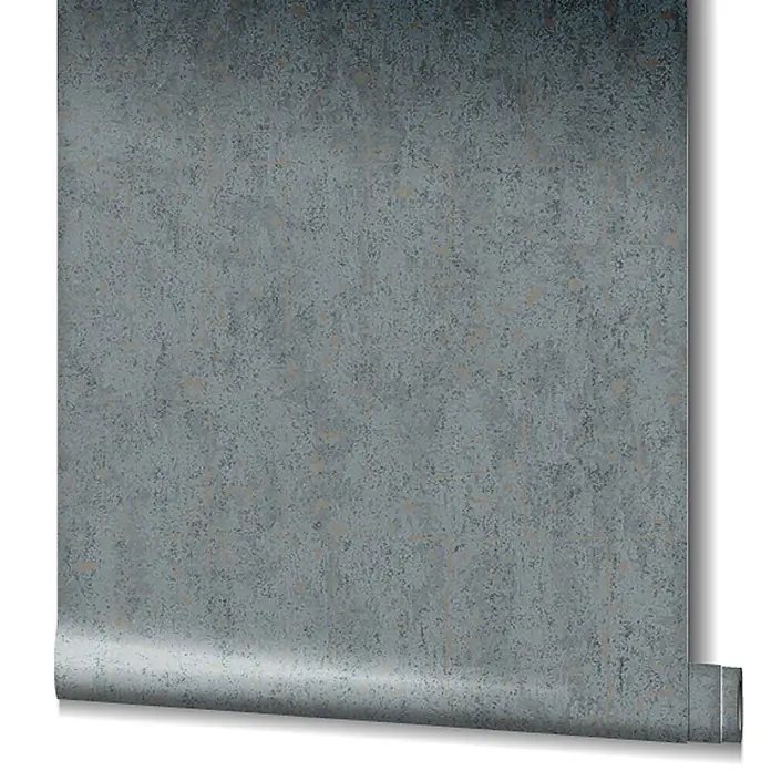 Livingwalls Vliestapete Struktur, anthrazit -  - Blaugraue strukturierte Tapetenrolle im Industriebeton-Look.