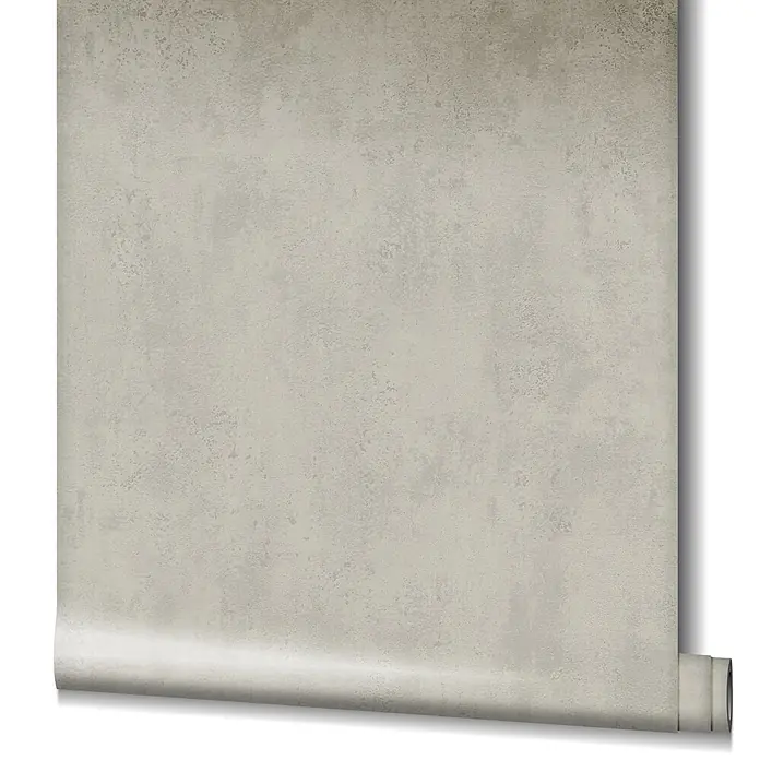 Livingwalls Vliestapete Uni, grau -  - Graue Tapetenrolle in Betonoptik mit distressed Struktur.