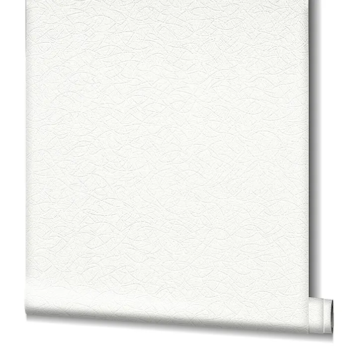 Livingwalls Vliestapete Uni strukturiert, grau silber - 10.050 x 530 mm - Gerollte weiße Strukturtapete mit feinen, subtilen Wellenlinien.