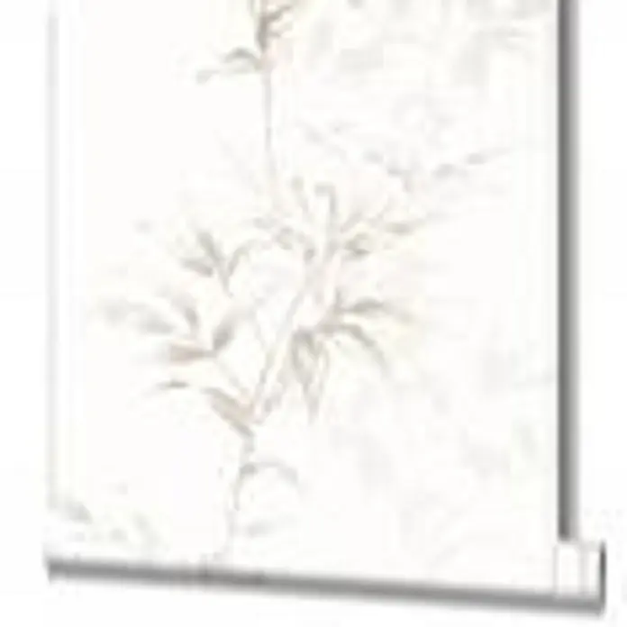 Livingwalls Vliestapete Floral, weiß, braun - braun - Rolle weißer Tapete mit dezentem, hellbraunem Bambusmuster.