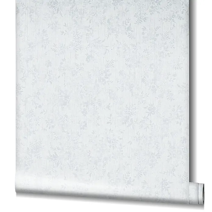 Livingwalls Vliestapete Grafisch, weiß - 10.050 x 530 mm - Rolle hellgrauer Tapete mit dezentem weißen Blumen- und Pflanzenmuster.