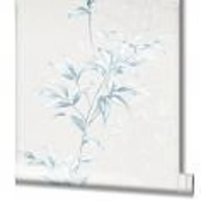 Livingwalls Vliestapete Floral, greige, blau - blau, 10.050 x 530 mm - Tapetenrolle mit hellem Grund und zartem blauem Pflanzenmuster für die Raumgestaltung.