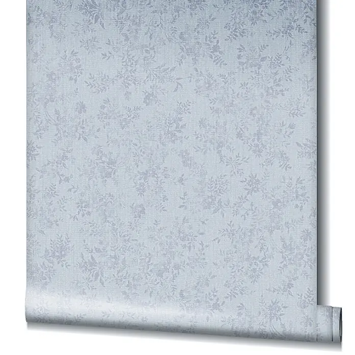 Livingwalls Vliestapete Grafisch, blau - 10.050 x 530 mm - Rolle hellblauer Tapete mit subtiler Textur und zartem Blumenmuster.
