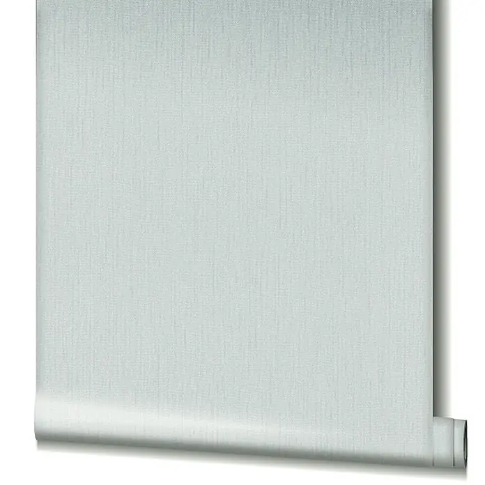 Livingwalls Vliestapete Struktur, hellblau - 10.050 x 530 mm - Strukturierte, hellblau-graue Tapetenrolle, teilweise ausgerollt.