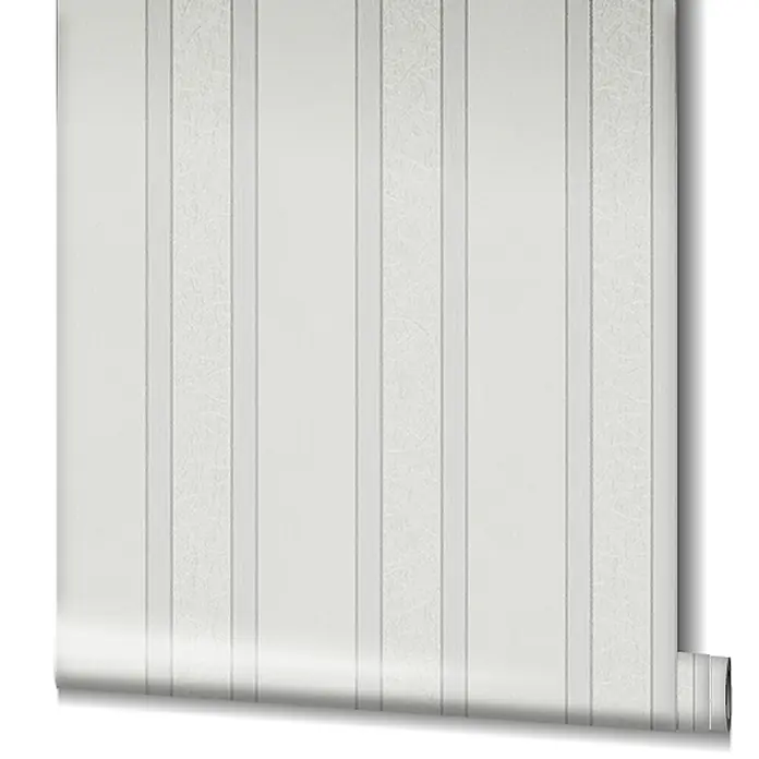 Livingwalls Vliestapete Streifen, grau metallic -  - Rolle hellgrau/weißer gestreifter Tapete mit subtilem Strukturmuster auf abwechselnden Streifen.
