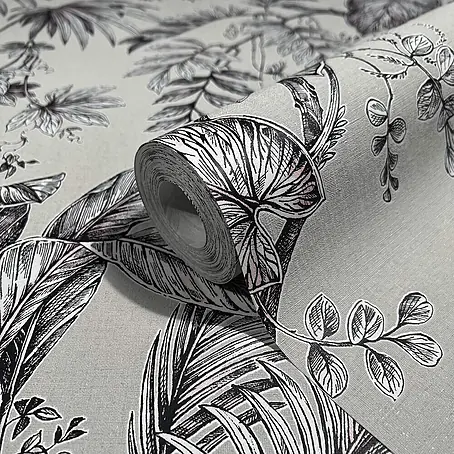 Livingwalls  Vliestapete Floral, beige, schwarz
