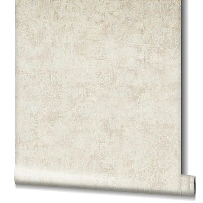 Livingwalls Vliestapete Grafisch, beige - 10.050 x 530 mm - Rolle hellbeiger Tapete mit dezentem, strukturiertem Textmuster.