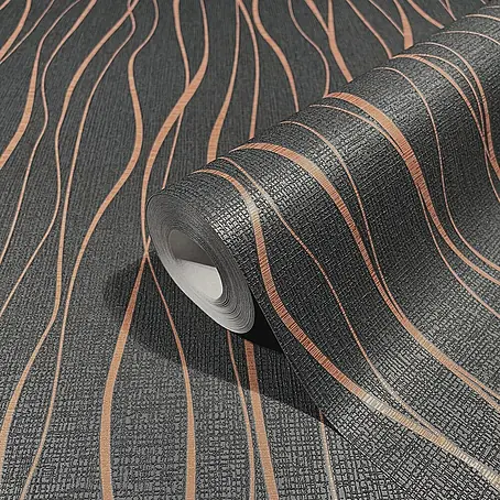 Livingwalls  Vliestapete Welle, schwarz-gold