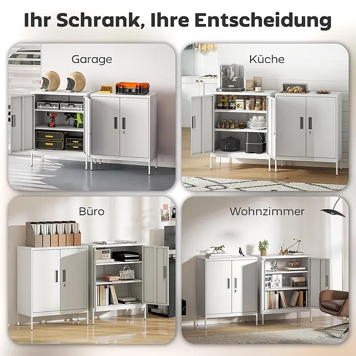Homcom Aktenschrank 1-teilig - B x T x H: 40 x 40 x 100 cm, Weiß - Weißer Metallschrank, vielseitig einsetzbar in Garage, Küche, Büro und Wohnzimmer.