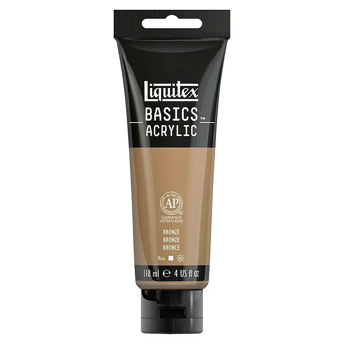 Liquitex Basics Acrylfarbe - Bronze, 118 ml - Ein Tube Liquitex Basics Acrylfarbe in Bronze, ideal für Künstler und Hobbybastler. Die Farbe ist hochpigmentiert und vielseitig einsetzbar.