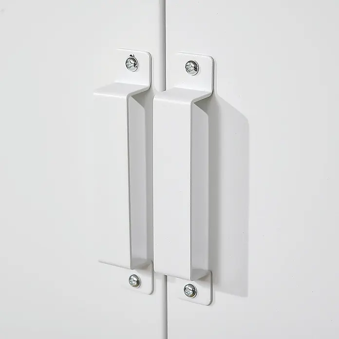 Homcom Aktenschrank 1-teilig - B x T x H: 33 x 33 x 110 cm, Weiß - Zwei weiße Metallgriffe, jeweils mit zwei Schrauben befestigt.