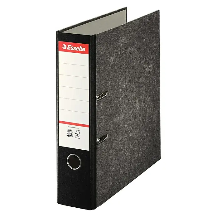 Esselte Ordner - L x B x H: 287 x 75 x 318 mm, Papier - Ein schwarzer Eselte Ordner, ideal für die Organisation von Dokumenten im Büro oder zu Hause.