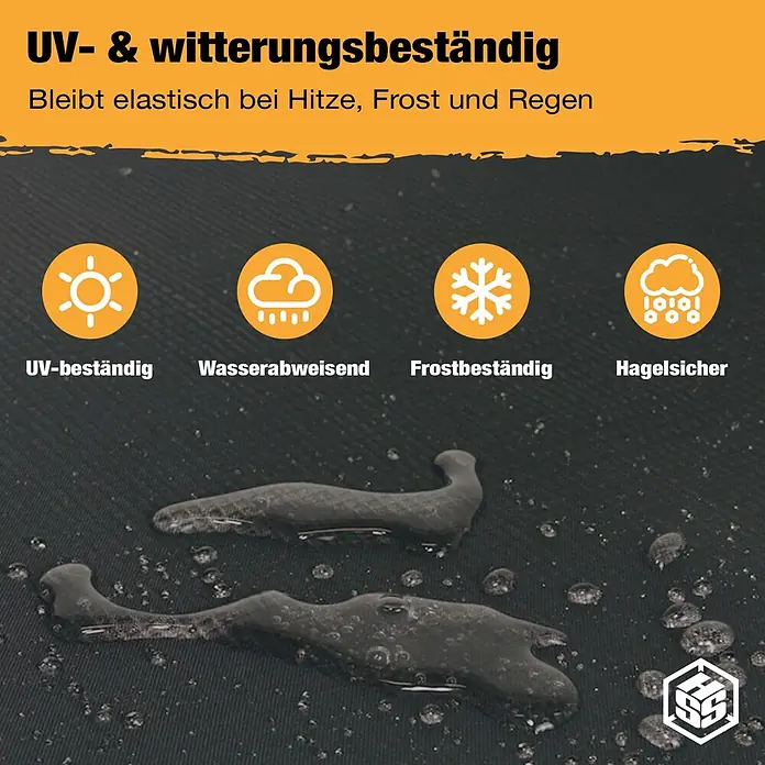 Dachbahn EPDM KSK - B x L: 1 x 5 m, Selbstklebend, EPDM und ButylKlebstoff - Dunkles, wasserabweisendes Material mit Tropfen, UV-, frost- und hagelsicher, elastisch bei Hitze, Frost & Regen.
