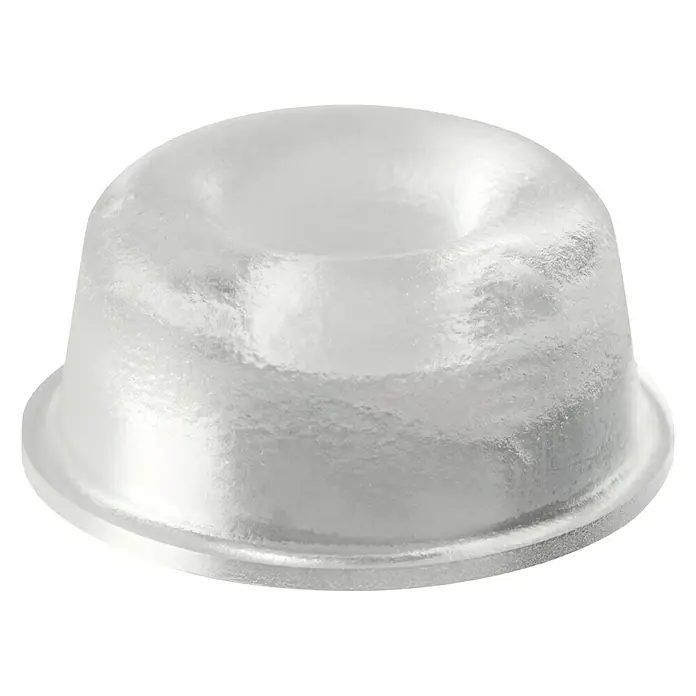 Türpuffer 3 Stk., selbstklebend - Ø x H: 22 x 10 mm, Transparent, 3 Stk. - Nahaufnahme einer LED-Linse aus transparentem Material mit einer strukturierten Oberfläche, ideal für Beleuchtungsanwendungen.