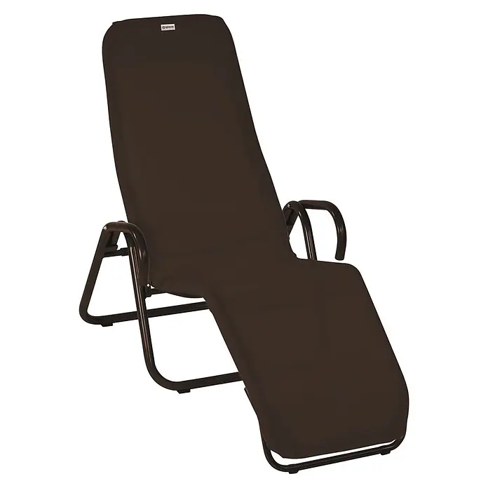 Acamp Ersatz-Bezug Calypso - L x B x H: 190 x 54 x 1 cm, Schwarz, Textil - Brauner Stoff-Liegestuhl mit dunklem Metallrahmen.