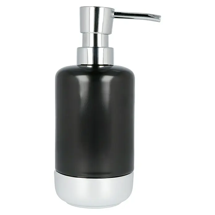 Venus Venezia Seifenspender - Keramik, Chrom/Schwarz - Elegantes Seifenspender-Design in Schwarz und Chrom. Ein stilvolles Badaccessoire für moderne Badezimmer, das Funktionalität und Ästhetik vereint.