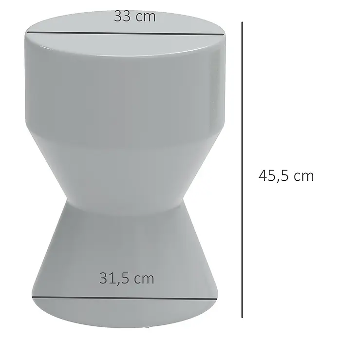 Outsunny Gartenhocker - Keramik, Stapelbar, Hellgrau, B x T x H: 33 x 33 x 45,5 cm - Hellgrauer, sanduhrförmiger Hocker.