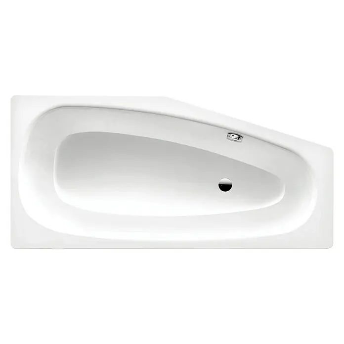 Kaldewei Raumsparbadewanne Mini 832 - 157 x 75 cm, Stahl-Email, Alpinweiß, Links - Eine moderne, rechteckige Badewanne in Weiß, die mit ihrem schlichten Design und den abgerundeten Kanten für Entspannung sorgt.