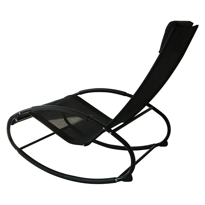 Outsunny Garten-Schaukelstuhl - 1 Stk., Stahl, Polyester, Schwarz, B x T x H: 62 x 105 x 88 cm - Schwarzer Schaukelstuhl mit Metallrahmen und Netzgewebe-Sitzfläche und -Rückenlehne, ideal für Entspannung.