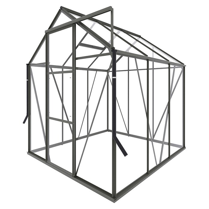 Kas Kate I Full Option pakket (Buitenmaat incl. dakoverstek (b x d): 192 x 192 cm, Materiaal zijwand: Glas, 3 mm, Groengrijs) | BAUHAUS