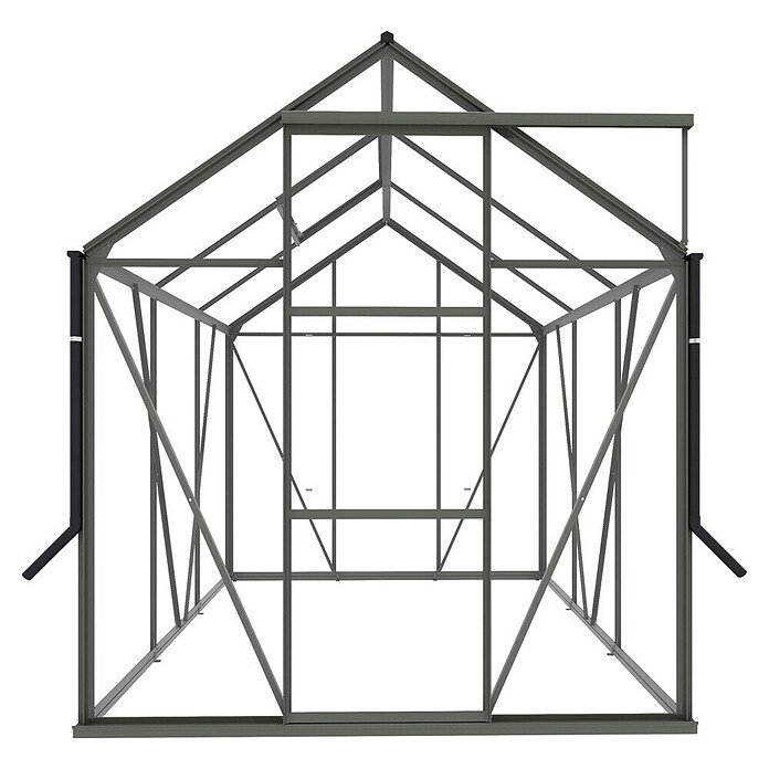 Kas Kate I Full Option pakket (Buitenmaat incl. dakoverstek (b x d): 192 x 192 cm, Materiaal zijwand: Glas, 3 mm, Groengrijs) | BAUHAUS