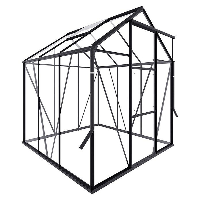 Kas Kate I Full Option pakket (Buitenmaat incl. dakoverstek (b x d): 192 x 192 cm, Materiaal zijwand: Glas, 3 mm, Zwart) | BAUHAUS