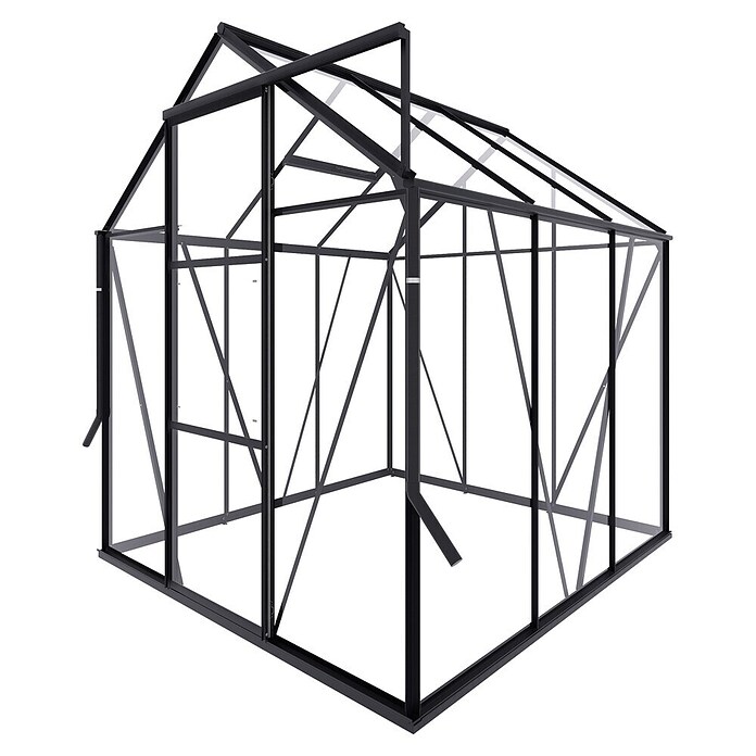 Kas Kate I Full Option pakket (Buitenmaat incl. dakoverstek (b x d): 192 x 192 cm, Materiaal zijwand: Glas, 3 mm, Zwart) | BAUHAUS