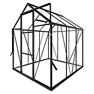 Kas Kate I Full Option pakket (Buitenmaat incl. dakoverstek (b x d): 192 x 192 cm, Materiaal zijwand: Glas, 3 mm, Zwart)