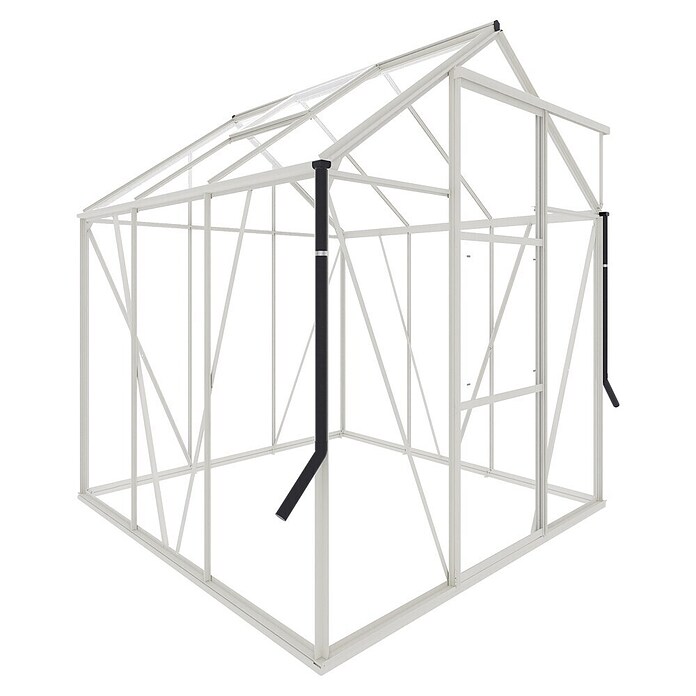 Kas Kate I Full Option pakket (Buitenmaat incl. dakoverstek (b x d): 192 x 192 cm, Materiaal zijwand: Glas, 3 mm, Wit) | BAUHAUS
