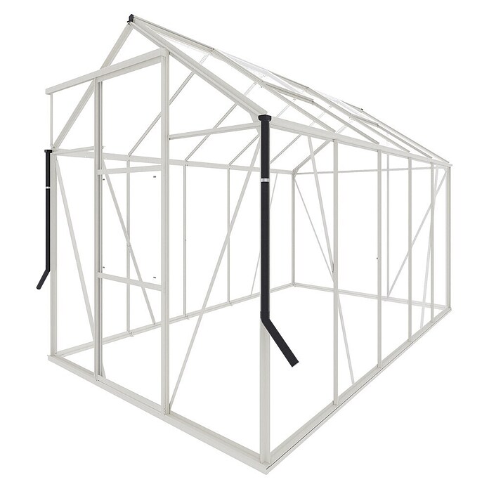 Kas Kate III Full Option pakket (Buitenmaat incl. dakoverstek (b x d): 192 x 314 cm, Materiaal zijwand: Glas, 3 mm, Wit) | BAUHAUS