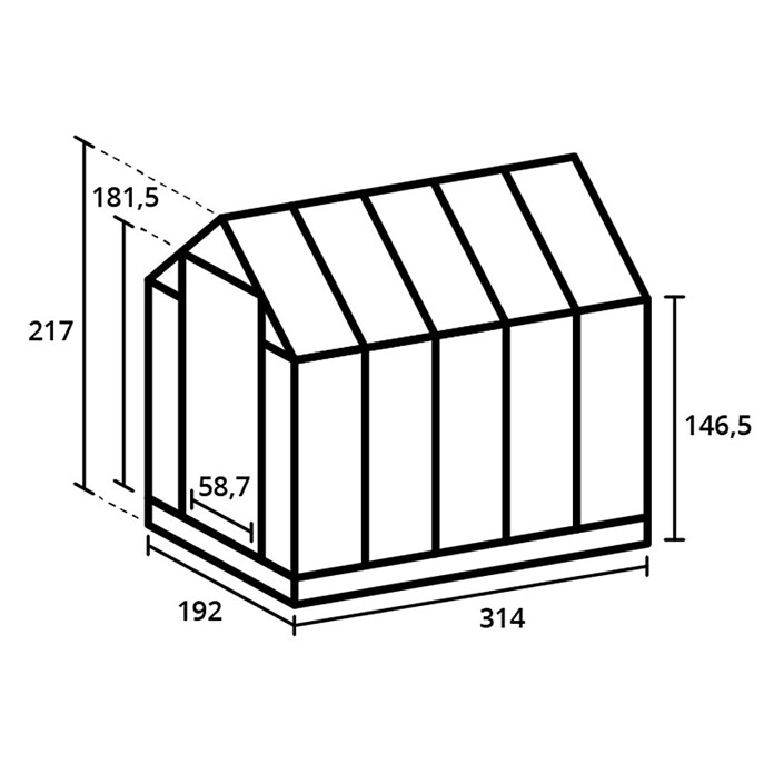 Kas Kate III Full Option pakket (Buitenmaat incl. dakoverstek (b x d): 192 x 314 cm, Materiaal zijwand: Glas, 3 mm, Zwart) | BAUHAUS