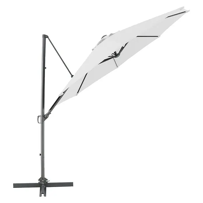 Sunfun Parasol de jardín Florenz - Crudo, Diámetro de cobertura: 300 cm - Parasol de patio en voladizo con base robusta, ideal para jardines y terrazas, que proporciona sombra y protección solar.