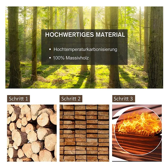 Outsunny Garten-Schaukelstuhl - 1 Stk., Tannenholz, Dunkelbraun, B x T x H: 88 x 88 x 92 cm - Hochwertiges 100% Massivholzmaterial mit Hochtemperaturkarbonisierungsprozess: von Holzstämmen über Bretter bis zur Brandbehandlung.
