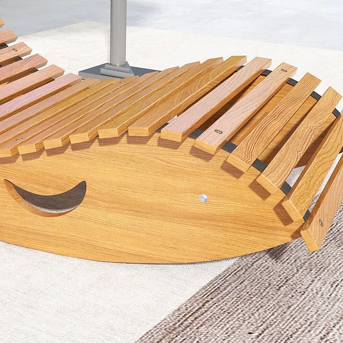 Outsunny Garten-Schaukelstuhl - 1 Stk., Tannenholz, Kiefernholz, Braun, B x T x H: 60 x 130 x 60 cm - Holzxylophon für den Außenbereich mit Naturholzstäben und gebogener, walförmiger Basis.