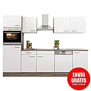 Respekta Composición de cocina Oliver (Ancho: 280 cm, Blanco, Con electrodomésticos)