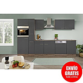 Respekta Oliver Composición de cocina Oliver (Ancho: 310 cm, Gris, Con electrodomésticos)